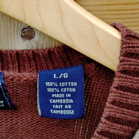 RETRO ARGYLE Sweater Men's Size Large ARROW Knit Sweater - Picture 3 of 5